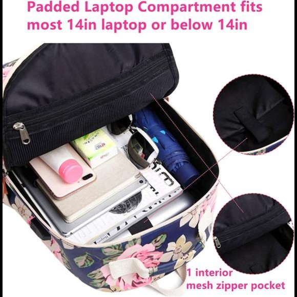 Water-resistant Floral School Backpack Travel Bag Girls Bookbags Satchel main image 7